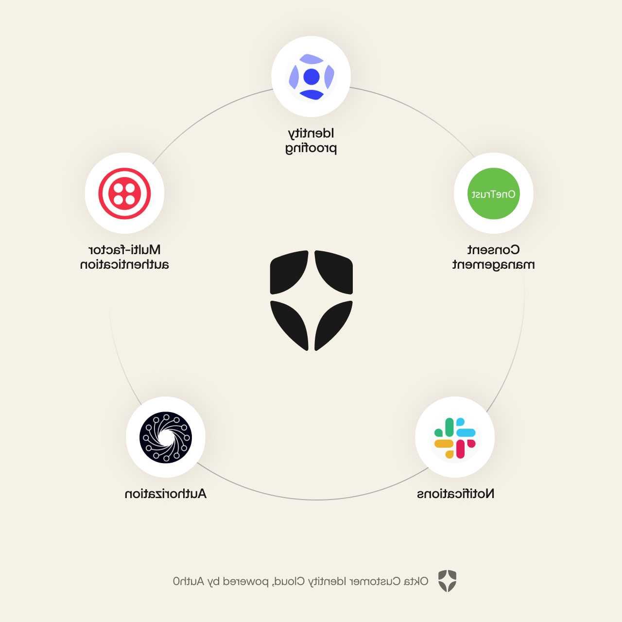 A shield icon is encircled by logos with the different types of authentication options